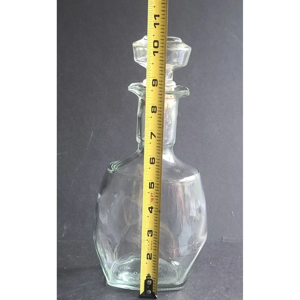 Vintage Clear Glass Decanter Stopper Embossed 10.5